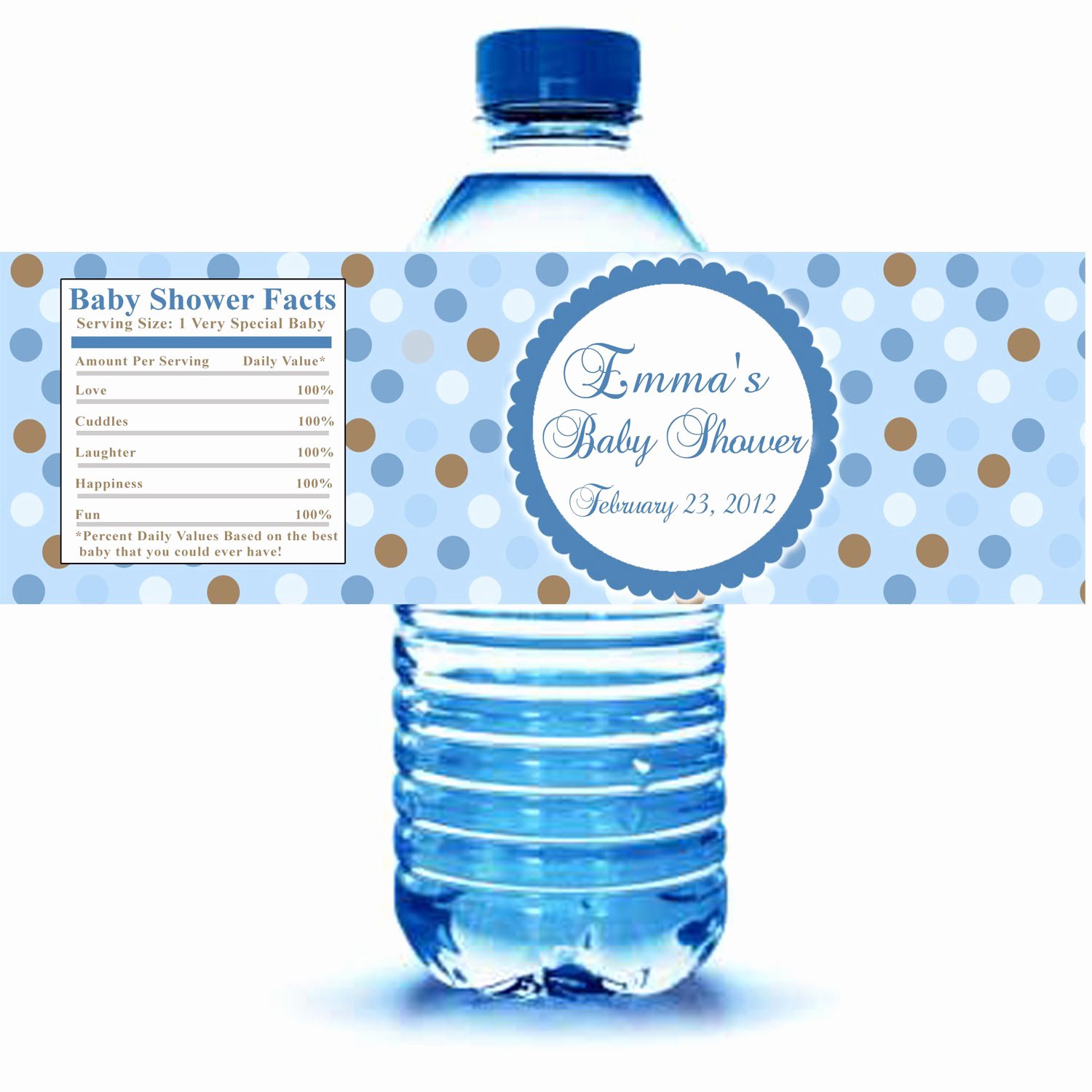 Baby Shower Water Bottle Label Template Free New Printable Blue Polka Dots Water Bottle Labels Wrappers