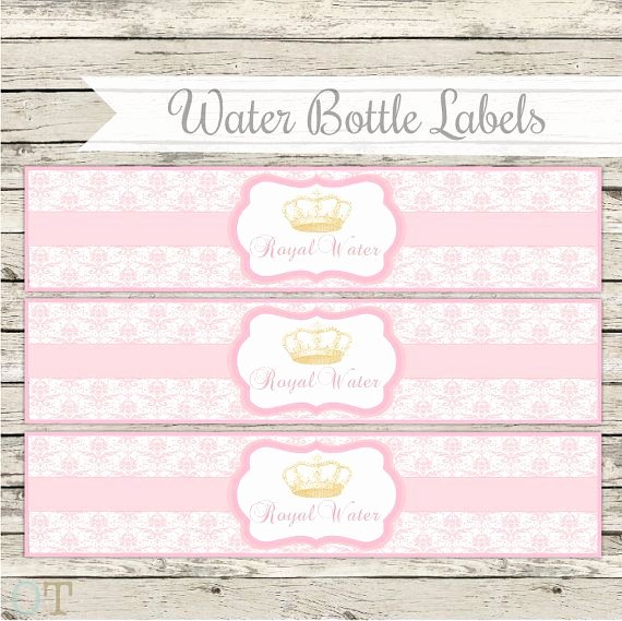 Baby Shower Water Bottle Label Template Free New Water Bottle Labels Royal Princess Vintage Crowns Pink and