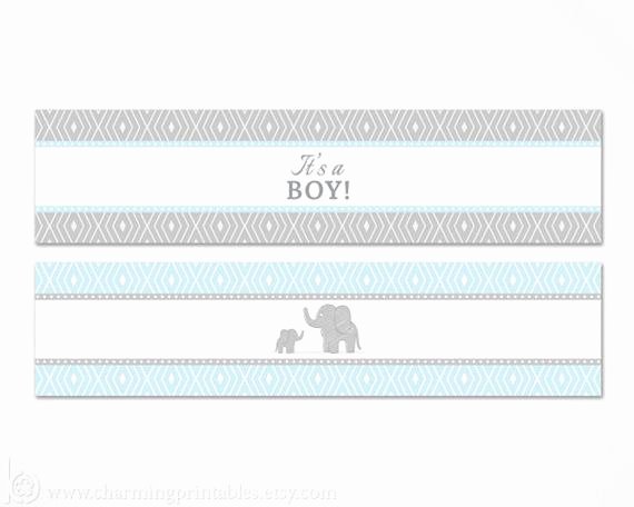 Baby Shower Water Bottle Label Template Free Unique Blue Elephant Water Bottle Labels Printable Its A Boy