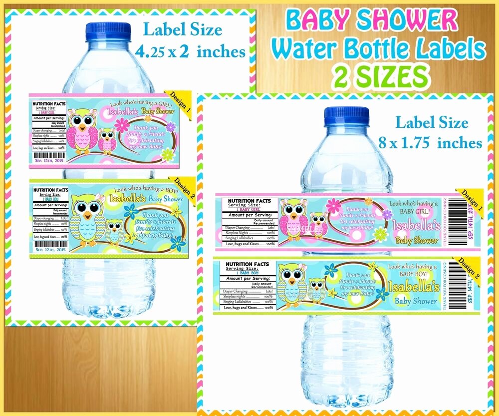 Baby Shower Water Bottle Labels Free Awesome 20 Custom Owl Baby Shower Water Bottle Labels Boy or Girl