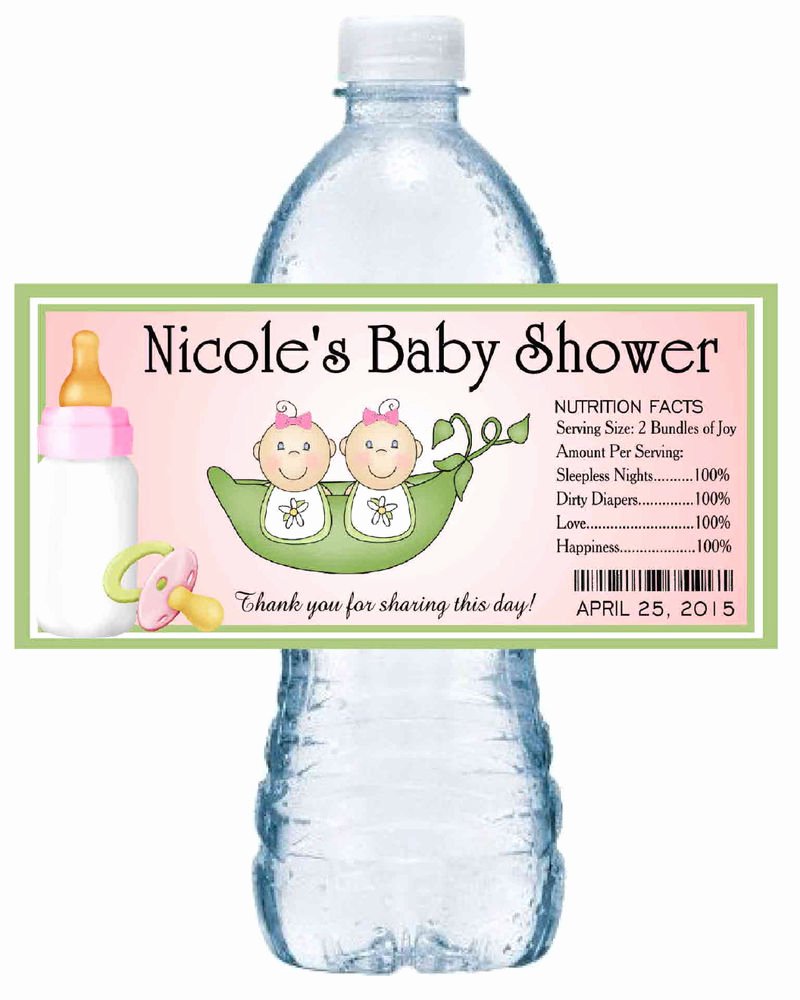 Baby Shower Water Bottle Labels Free Awesome 20 Two Peas In A Pod Twins Baby Shower Water Bottle Labels