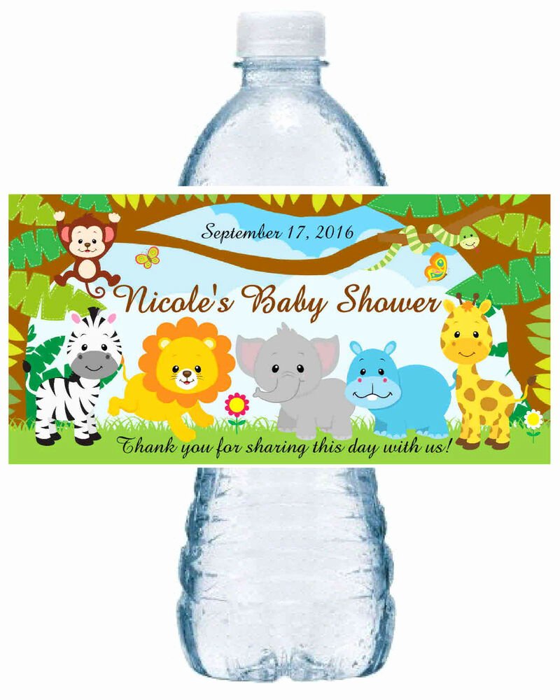 Baby Shower Water Bottle Labels Free Awesome 20 Zoo Jungle Safari Baby Shower Favors Water Bottle