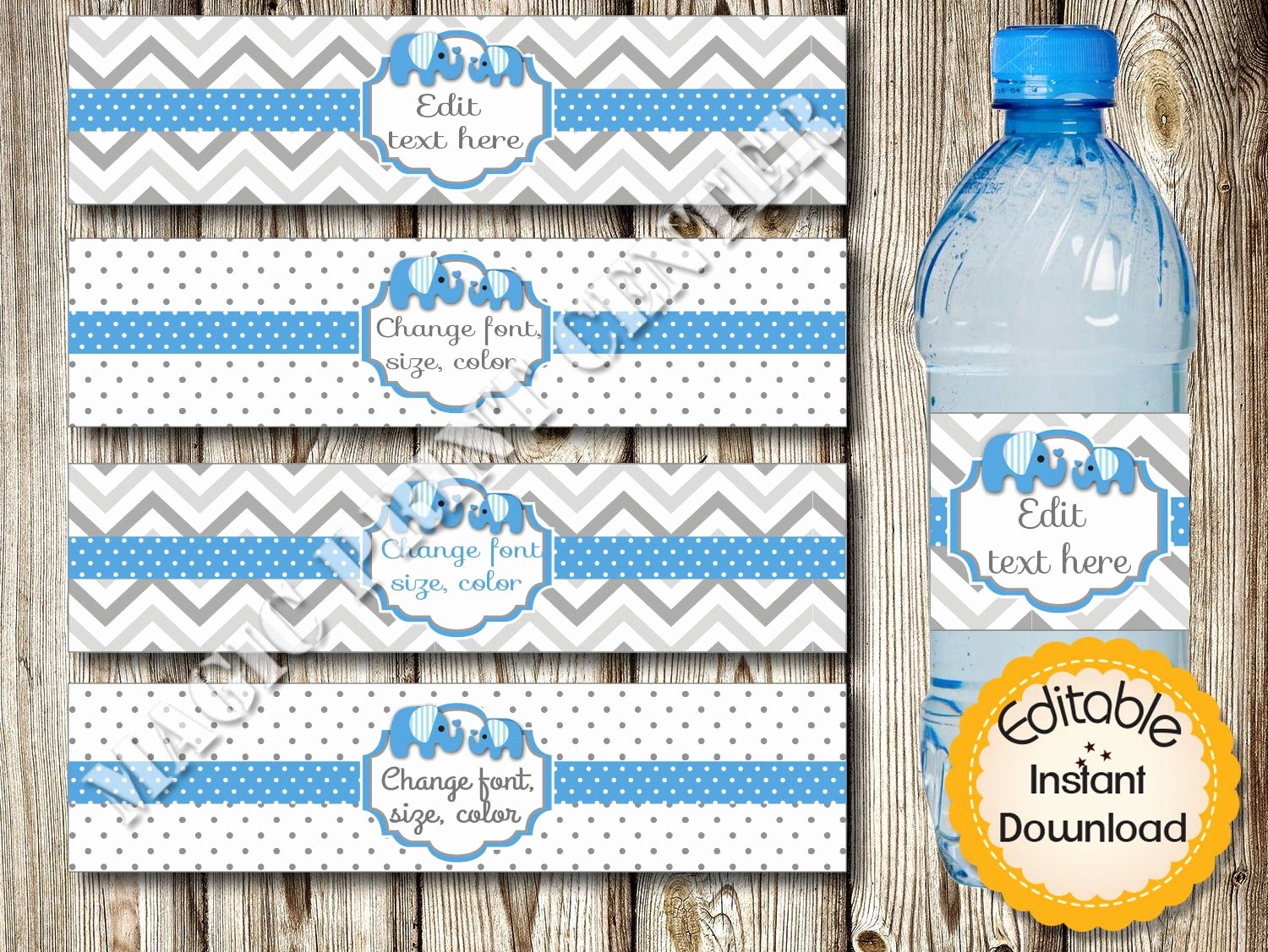 Baby Shower Water Bottle Labels Free Beautiful Editable Water Bottle Labels Baby Shower Birthday Blue