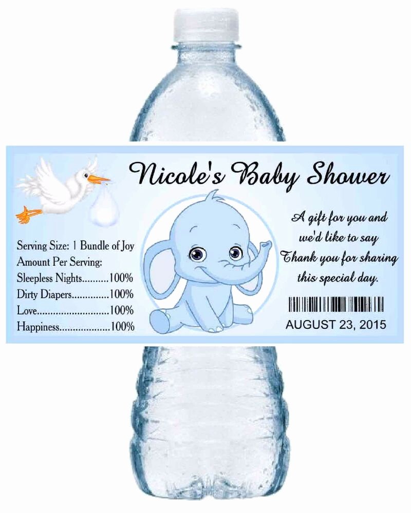 Baby Shower Water Bottle Labels Free Elegant 20 Blue Elephant Baby Shower Water Bottle Labels