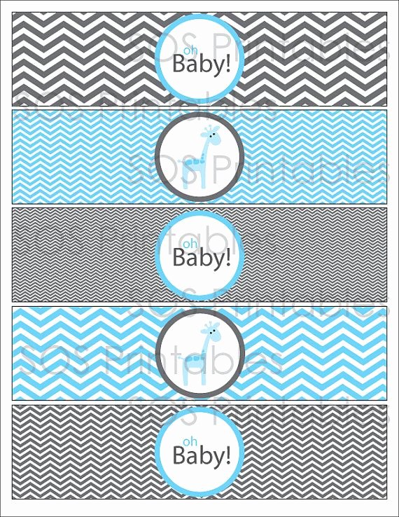 Baby Shower Water Bottle Labels Free Fresh Blue Giraffe Baby Shower Printable Water Bottle Labels