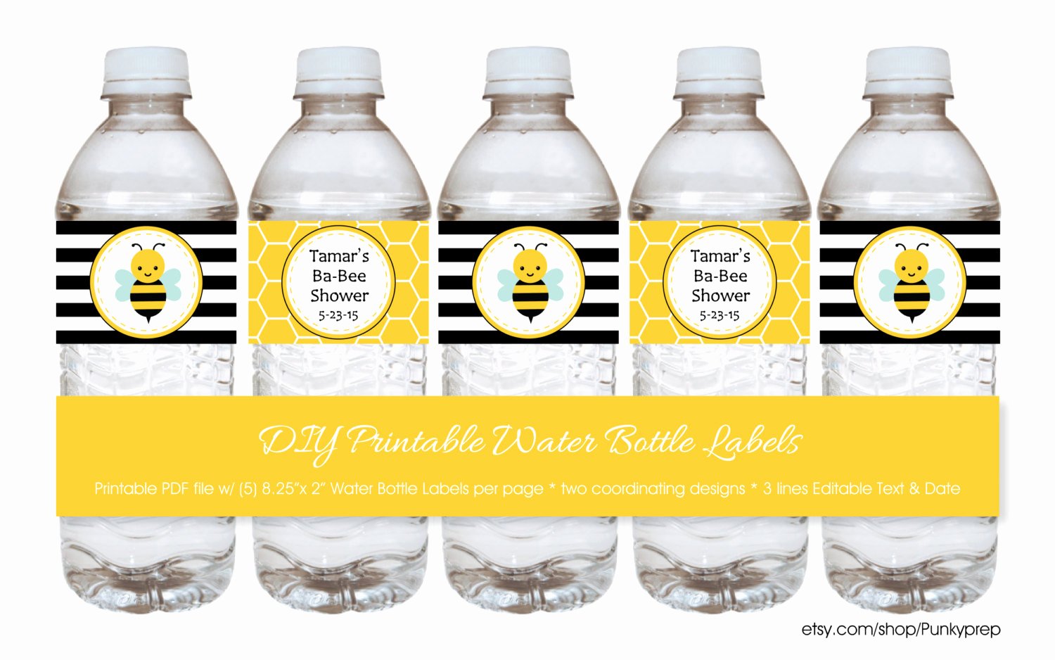 Baby Shower Water Bottle Labels Free Inspirational Bumble Bee Baby Shower Water Bottle Labels with Editable Text