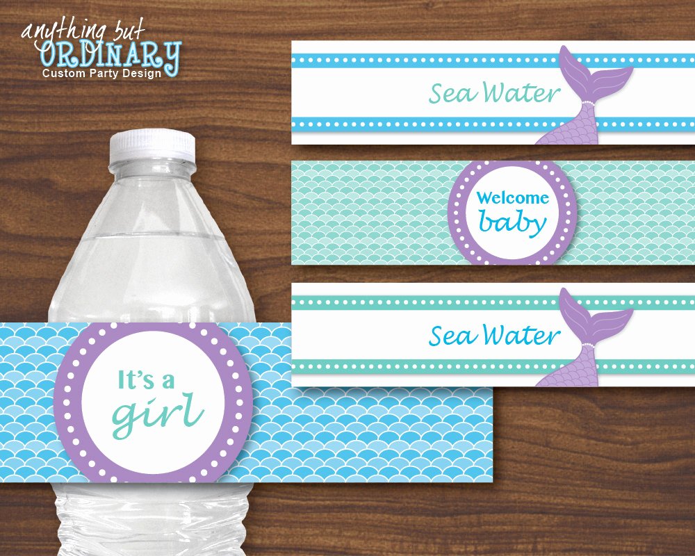 Baby Shower Water Bottle Labels Free Inspirational Mermaid Water Bottle Labels Diy Mermaid Baby Shower Labels