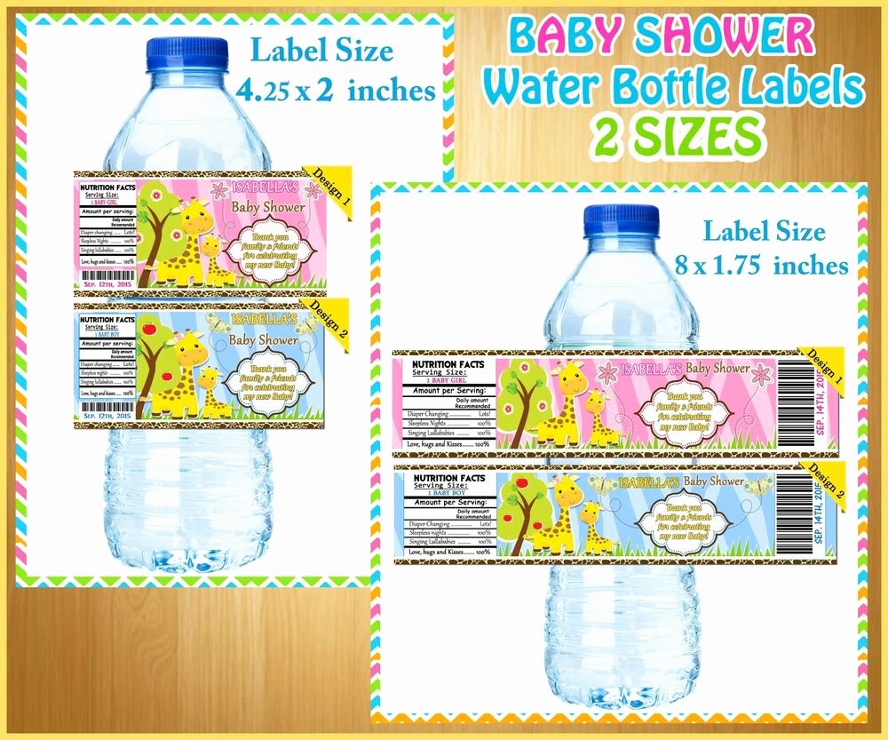 Baby Shower Water Bottle Labels Free Lovely 20 Custom Giraffe Baby Shower Water Bottle Labels Boy