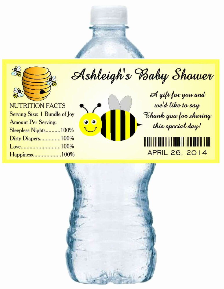 Baby Shower Water Bottle Labels Free New 20 Bumble Bee Baby Shower Water Bottle Labels Waterproof