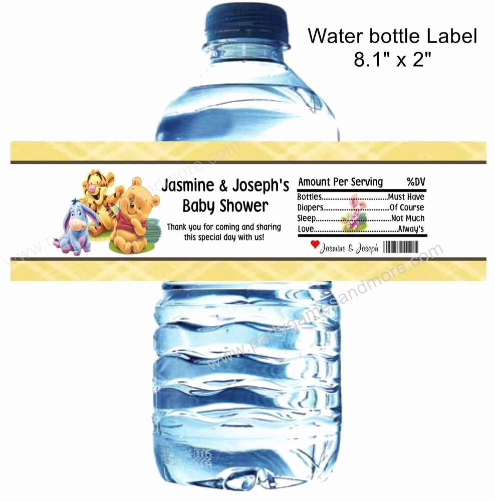 Baby Shower Water Bottle Labels Free Unique Winnie the Pooh Eeyore Tigger Piglet Birthday Baby