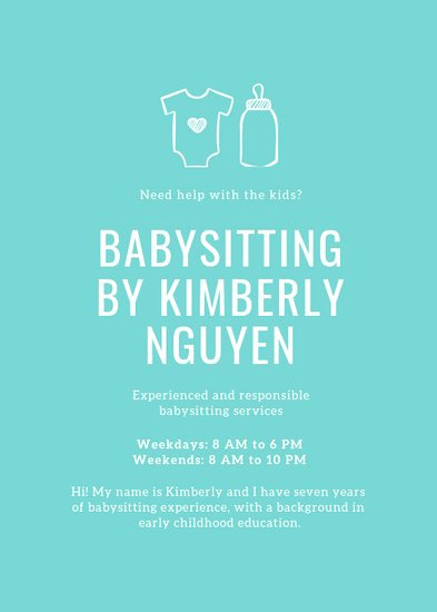 Babysitter Flyer Template Microsoft Word Awesome Customize 11 Babysitting Flyer Templates Online Canva