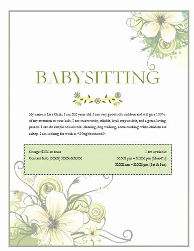 Babysitter Flyer Template Microsoft Word Elegant Image On Hloom Babysitting