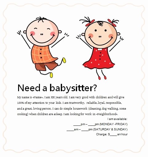 Babysitter Flyer Template Microsoft Word Fresh Babysitting Flyer Free Template Templates Resume