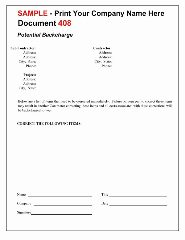 Back Charge Construction Best Of Potential Backcharge Noticeconstruction Fice Line