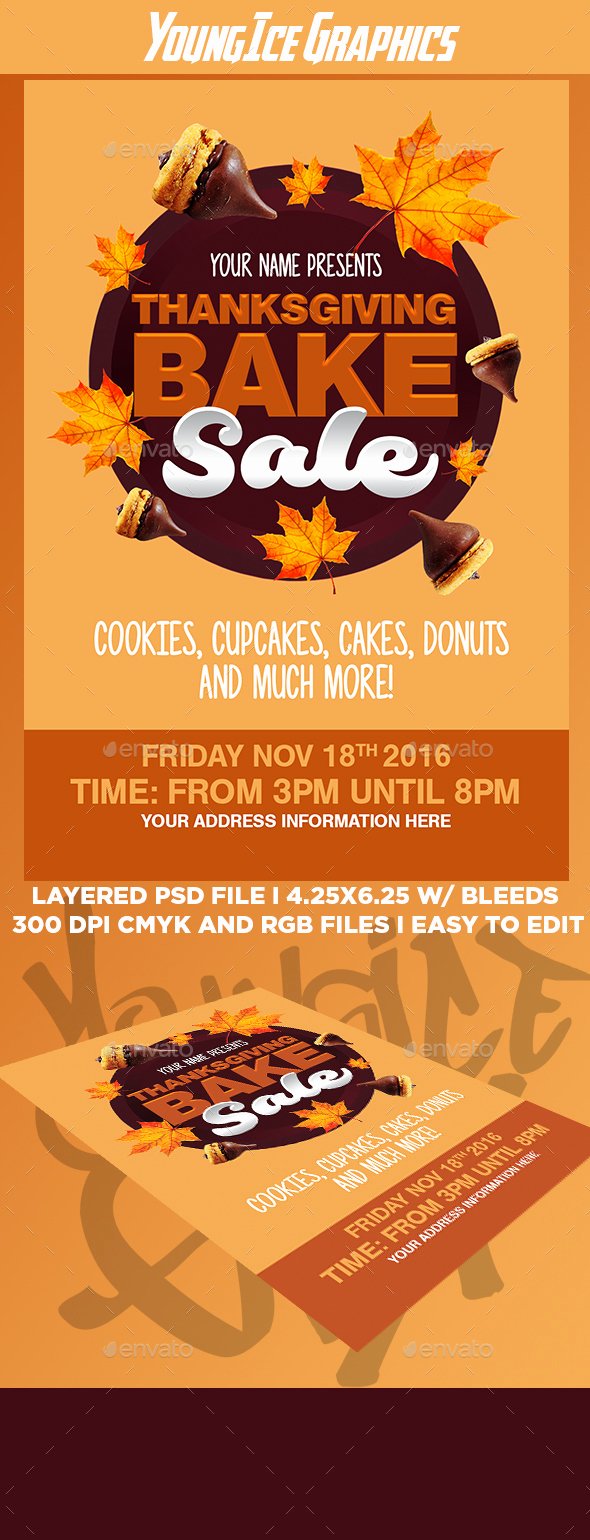Bake Sale Flyer Templates Free Best Of Thanksgiving Bake Sale Flyer Template by Youngicegfx
