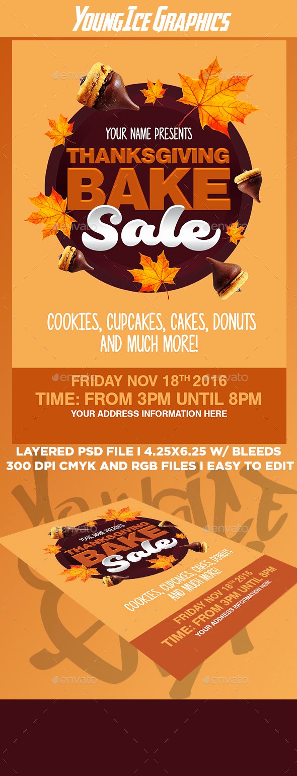 Bake Sale Flyer Templates Free Best Of Thanksgiving Bake Sale Flyer Template by Youngicegfx