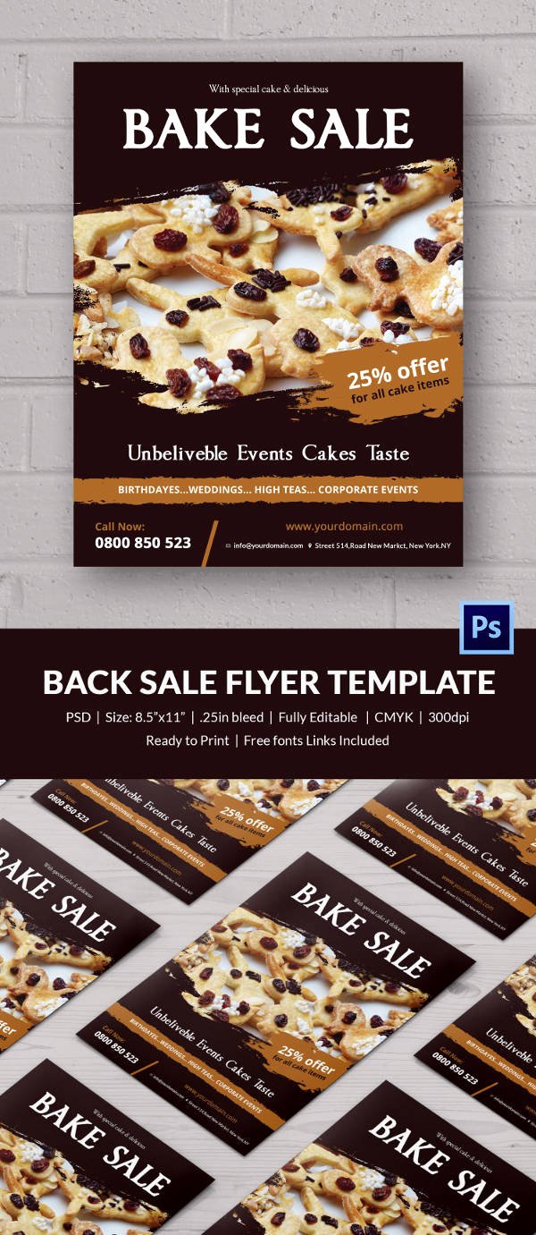 Bake Sale Flyer Templates Free Lovely Bake Sale Flyer Template 24 Free Psd Indesign Ai