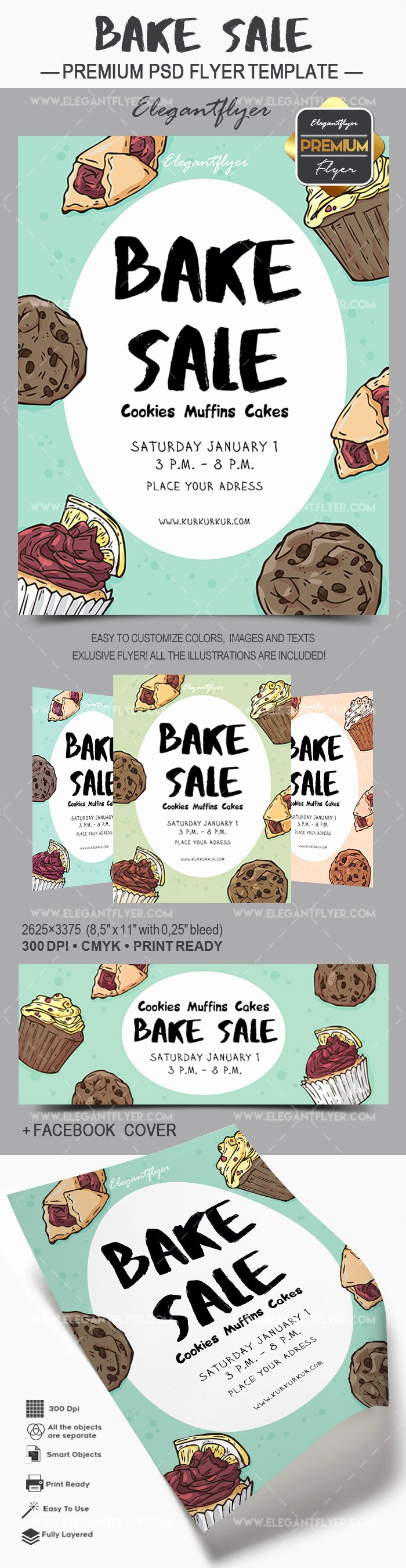 Bake Sale Flyer Templates Free Unique Flyer for Bake Sale Cookies Muffins Cakes – by Elegantflyer