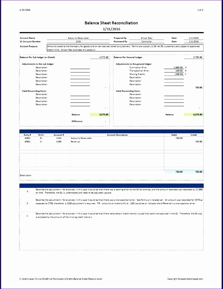 Balance Sheet Reconciliation Template Fresh 5 Excel Balance Sheet Template Free Download