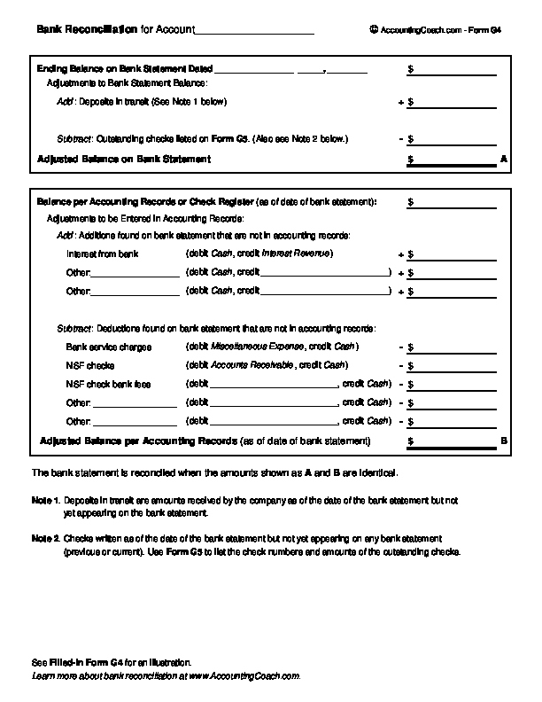 Balance Sheet Reconciliation Template New Bank Reconciliation Business forms
