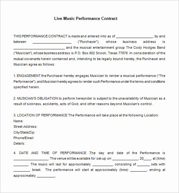 Band Contract Template Unique 20 Music Contract Templates Word Pdf Google Docs