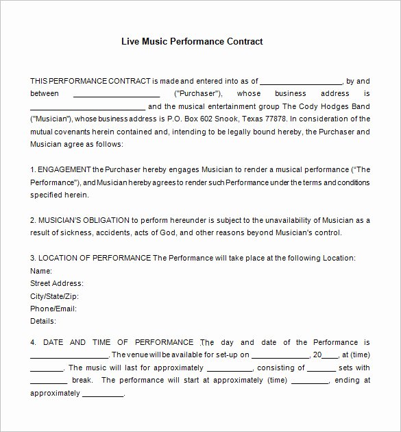 Band Contract Template Unique 20 Music Contract Templates Word Pdf Google Docs