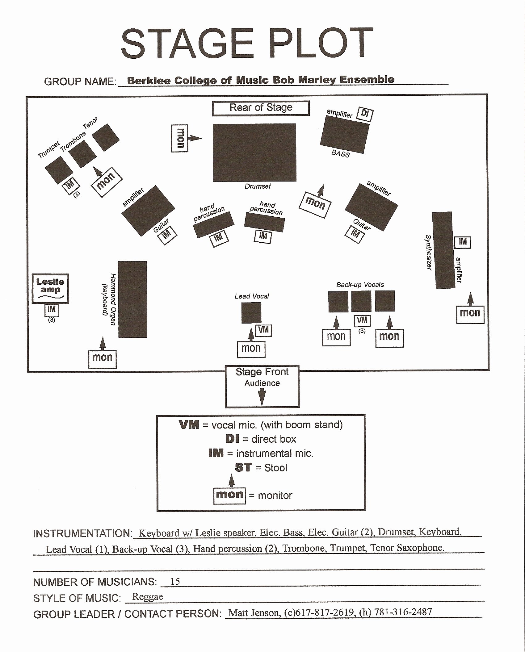 Band Input List Template Fresh Exemple De Stage Plots Plan De sonorisation