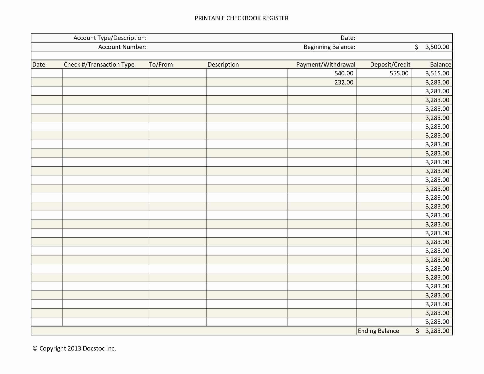 Bank Ledger Template Fresh 6 Best Of Checkbook Transaction Register Printable