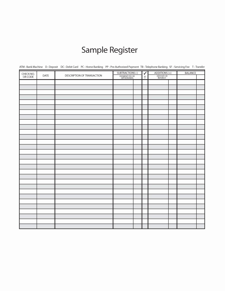 Bank Ledger Template Lovely 37 Checkbook Register Templates [ Free Printable]