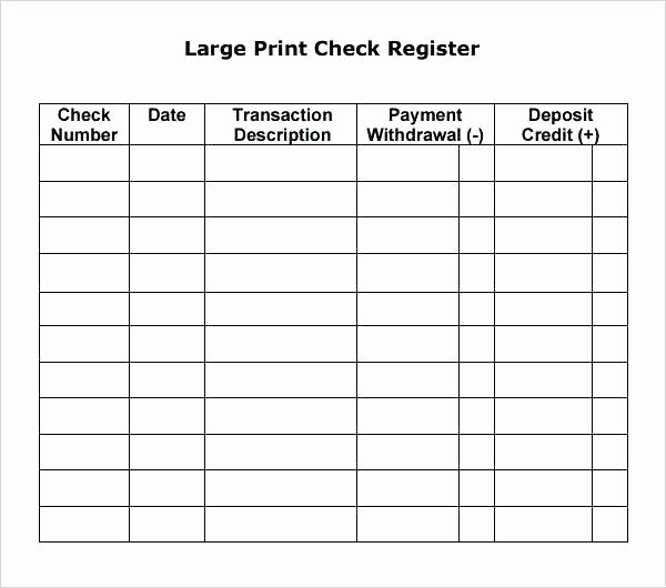 Bank Ledger Template Unique Print Check Register Template