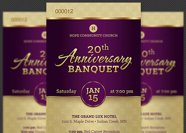 Banquet Program Template Awesome Church Anniversary Banquet Ticket Template