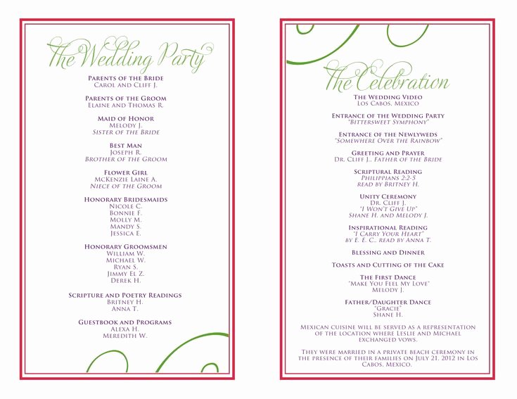 Banquet Program Template Elegant Wedding Itinerary Templates Free