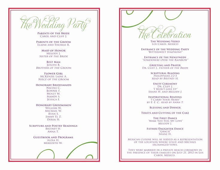 Banquet Program Template Elegant Wedding Itinerary Templates Free