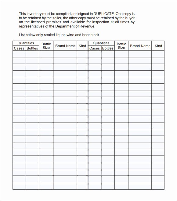 Bar Inventory Template Awesome Liquor Inventory Template 8 Download Free Documents In