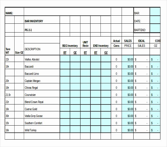 Bar Inventory Template Best Of 15 Liquor Inventory Templates – Free Excel Pdf Documents