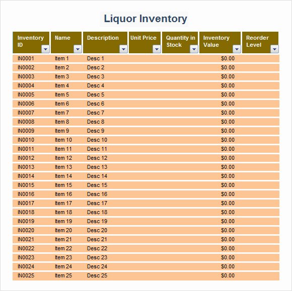 Bar Inventory Template Elegant Liquor Inventory Template 8 Download Free Documents In