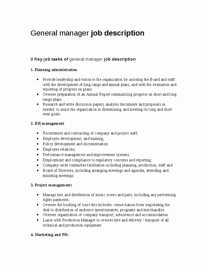 Bar Manager Job Description Resume Best Of Bar General Manager Job Description – Job Resume Example