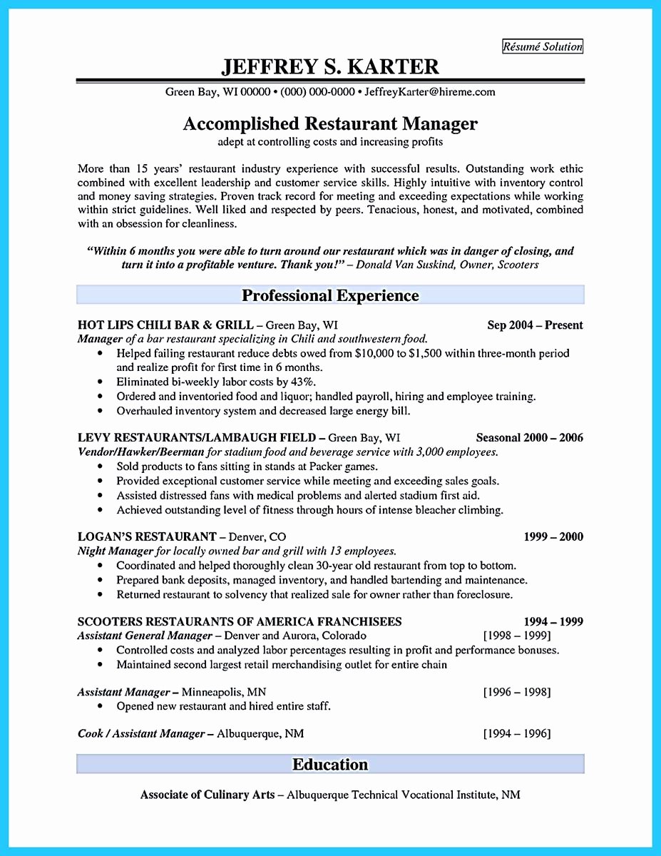 Bar Manager Job Description Resume Elegant Brilliant Bar Manager Resume Tips to Grab the Bar Manager Job