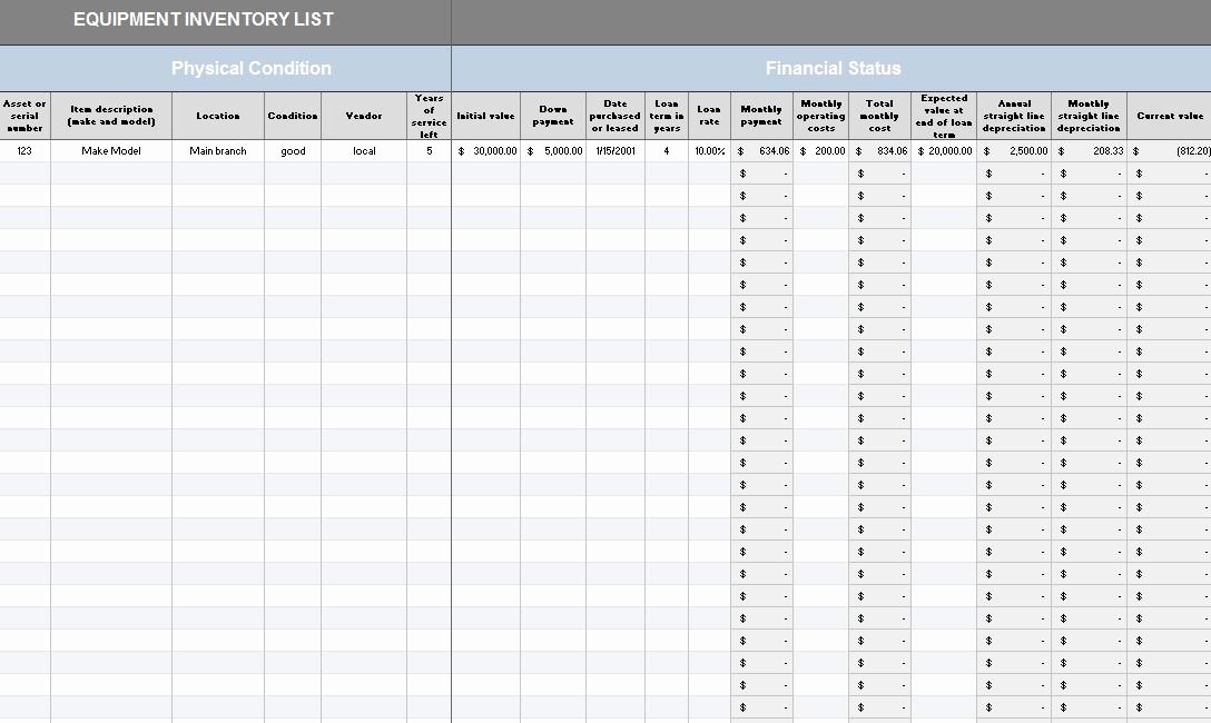 Baseball Card Inventory Excel Template Beautiful Equipment Inventory List