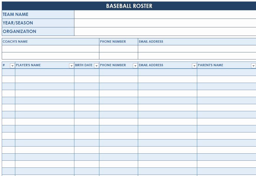 Baseball Card Inventory Excel Template Unique Baseball Roster Template