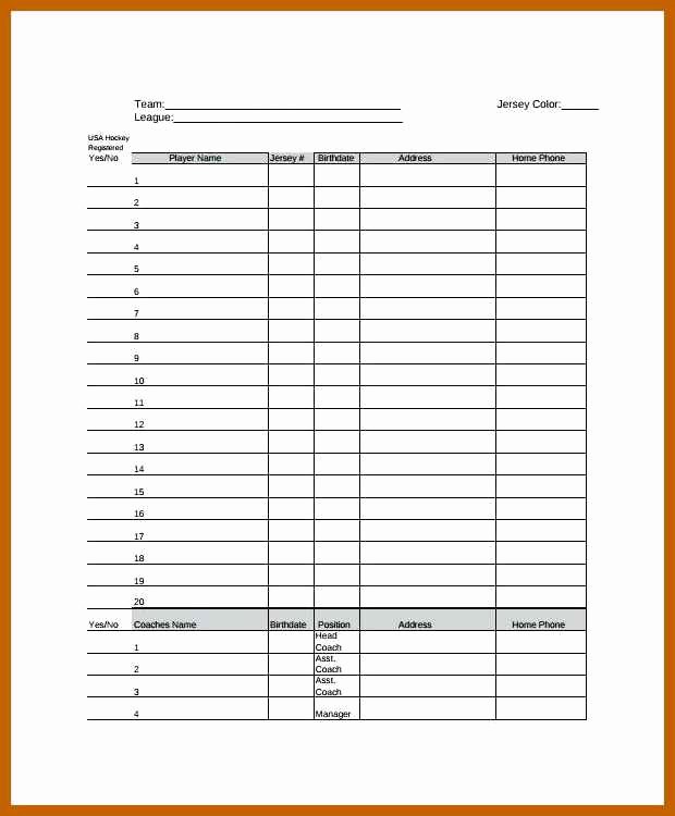 Baseball Depth Chart Template Excel Elegant 7 8 soccer Roster Template