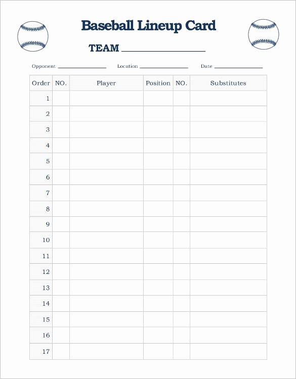 Baseball Depth Chart Template Excel Elegant Baseball Line Up Card Template – 9 Free Printable Word