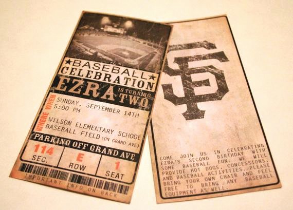 Baseball Ticket Invitation Template Free Awesome Custom Vintage Baseball Ticket Invitations Any Team Any
