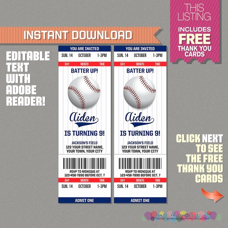 Baseball Ticket Invitation Template Free Beautiful 17 Best Ideas About Baseball Party Invitations On