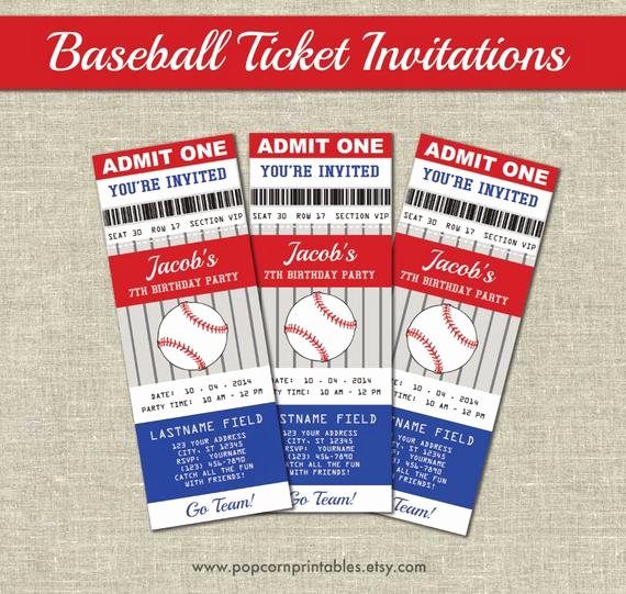 Baseball Ticket Invitation Template Free Beautiful Baseball Ticket Invitations Printables Editable Text Pdf