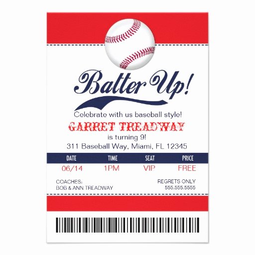 Baseball Ticket Invitation Template Free Beautiful Personalized Baseball Invitations