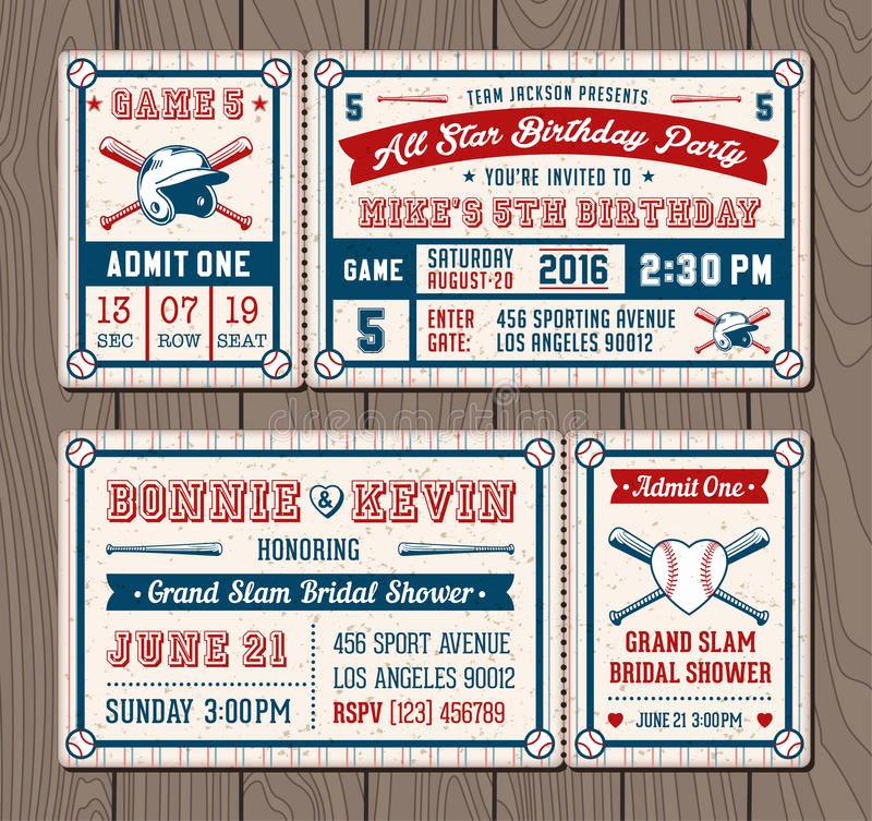 Baseball Ticket Invitation Template Free Best Of Vector Baseball event Invites Stock Vector Illustration