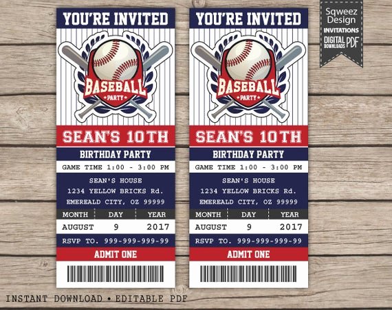 Baseball Ticket Invitation Template Free Fresh Baseball Birthday Invitation Baseball Ticket Invitation