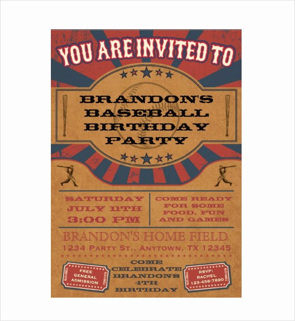 Baseball Ticket Invitation Template Free Lovely 18 Sample Ticket Invitations Psd Ai Word
