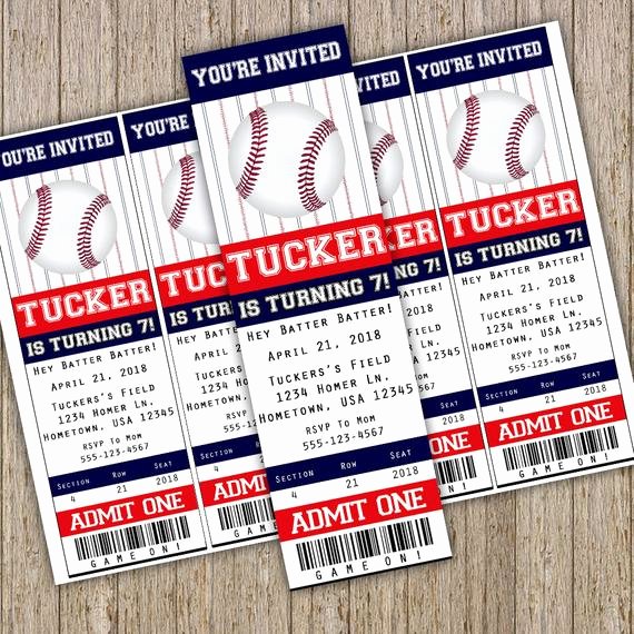 Baseball Ticket Invitation Template Free New Baseball Invitations Baseball Birthday Invitations